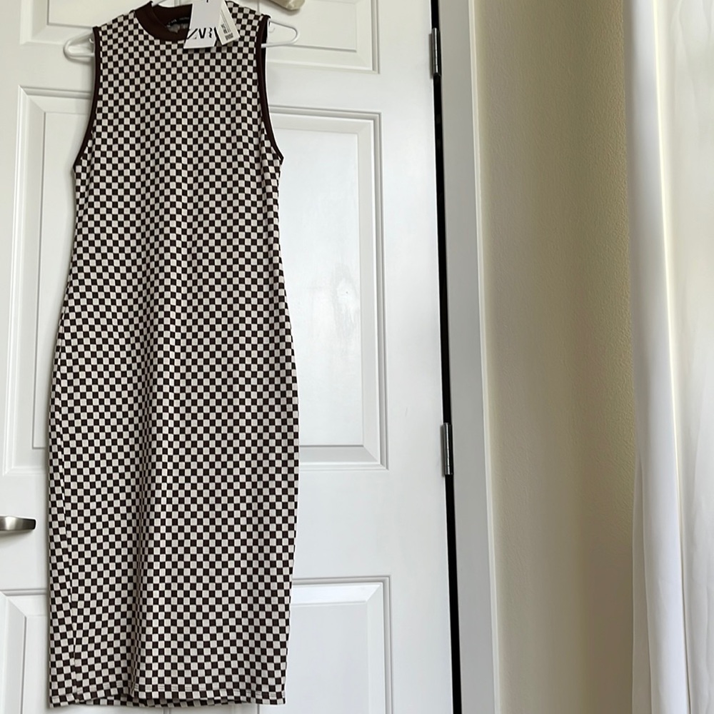 Zara knit checkered dress M
